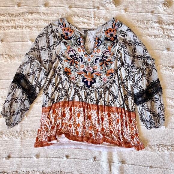 Anthropologie Embroidered Floral Semi Sheer Multicolor Blouse Small - Picture 7 of 15